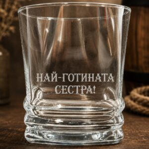Гравирана алкохолна чаша - "Най-готината сестра!"
