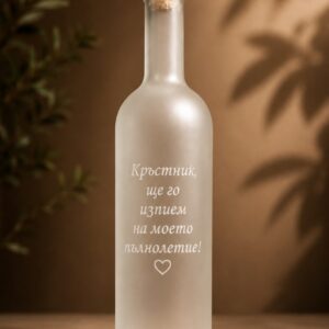 Гравирана бутилка "Кръстник, ще го изпием на моето кръщене."